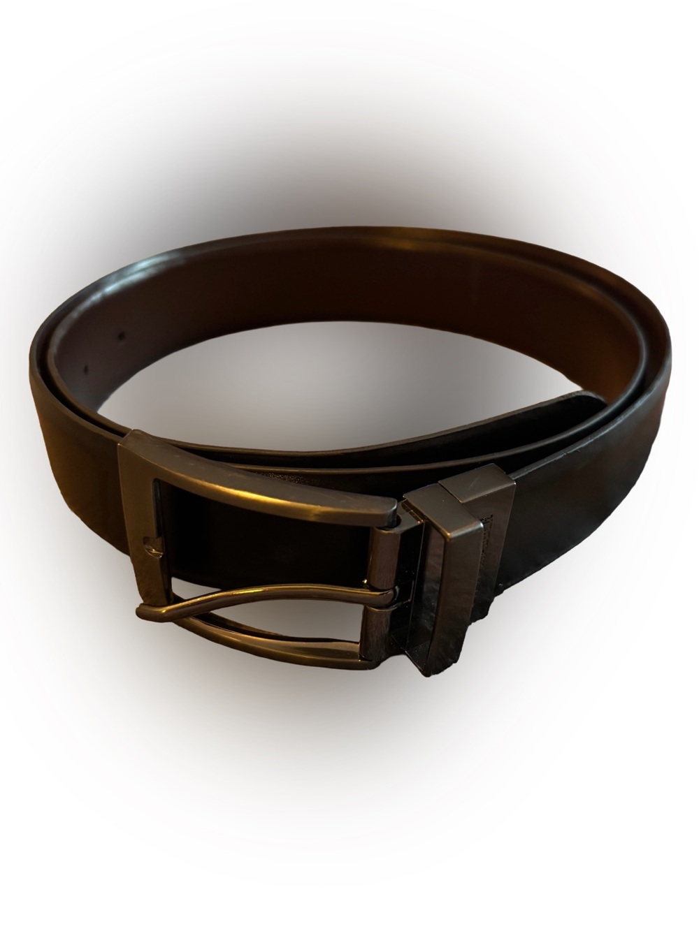 Steve Madden Black or Brown Leather Belt with Dark Metal Buckle